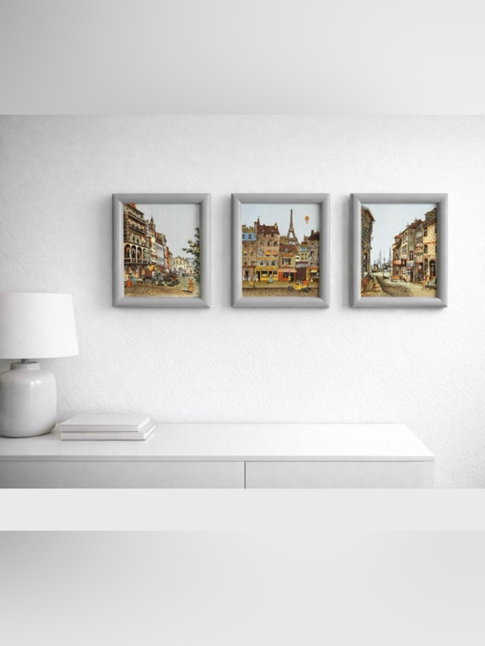 Vintage European Street Scene Prints Signed Jasper Framed Wall Art Set of 3
